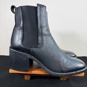 All Saints Black Leather Chelsea Heeled Ankle Boots Booties Size 39
